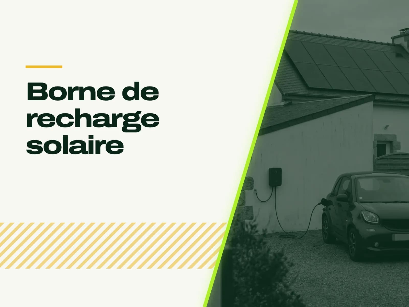 Le titre de l’article affiché face à la photo : maison aux panneaux solaires sur un toit d’ardoise ; en dessous, une borne au mur du garage recharge une petite voiture électrique garée sur le gravier.
